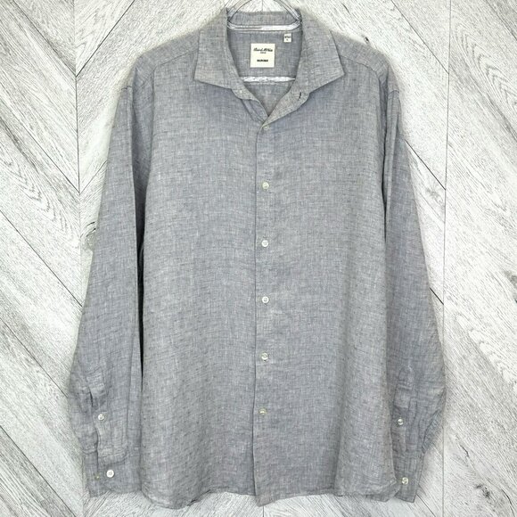 Baird McNutt Murano Shirt Mens Large 100% Linen Gray Long Sleeve Button Front - Picture 1 of 4